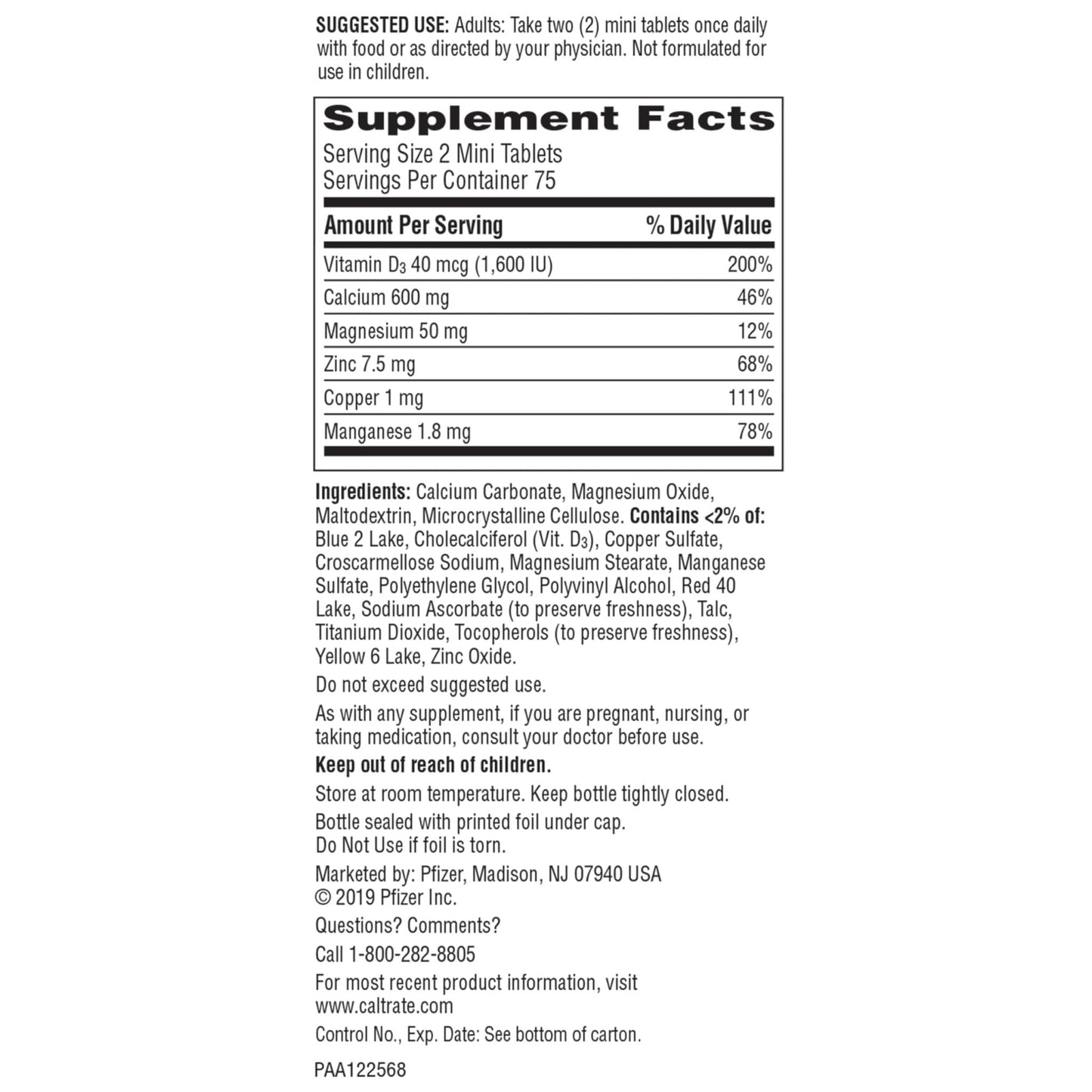 Caltrate Minis 600 Plus D3 Plus Minerals Calcium and Vitamin D Supplement Tablets, Bone Health and Mineral Supplement for Adults - 150 Count - Maple Wellness Supplements