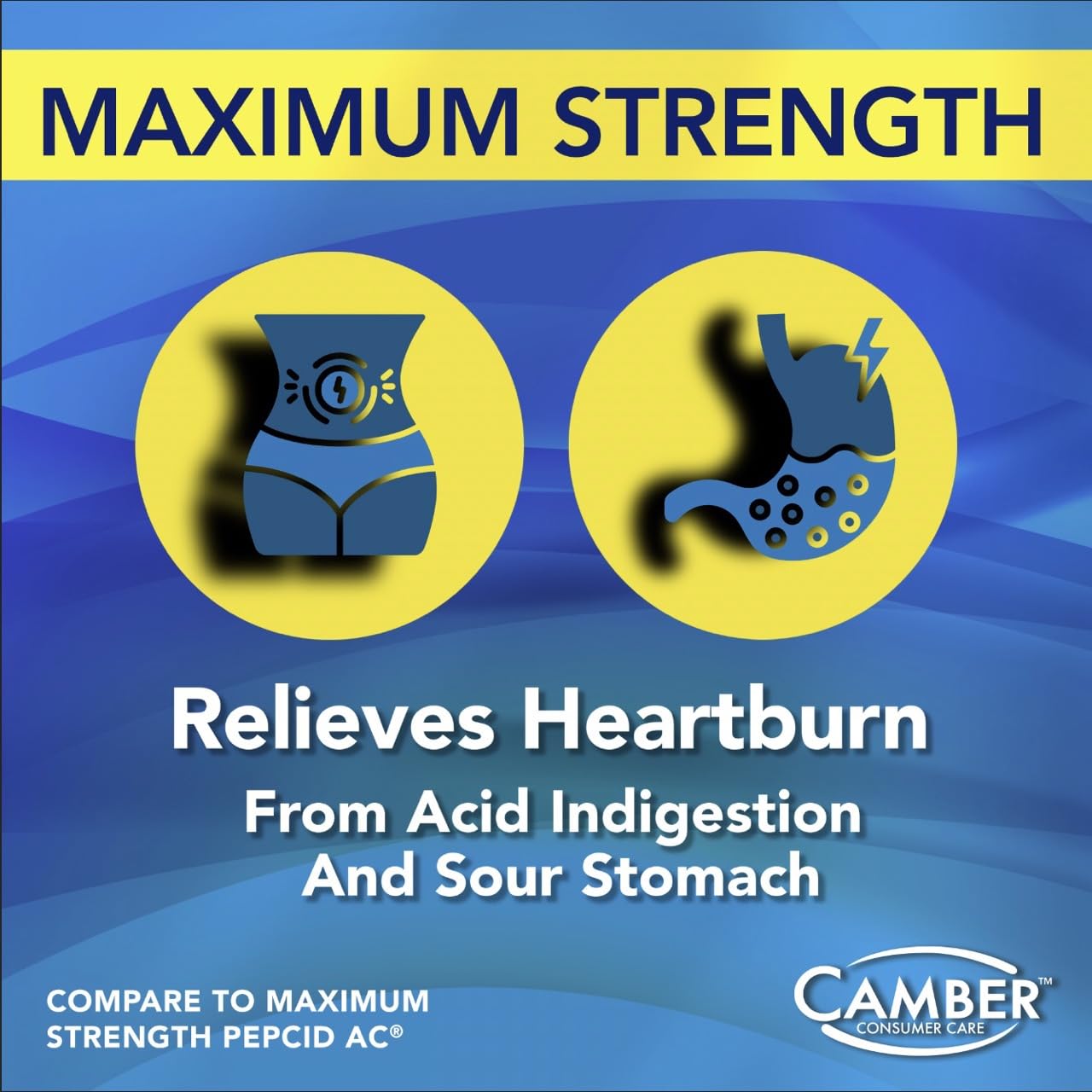 Camber Famotidine Tablets 20 mg Maximum Strength Acid Reducer 500ct Family Pack - Maple Wellness Supplements