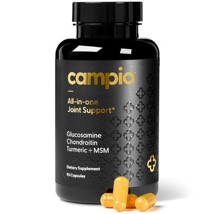 Campio Glucosamine Chondroitin MSM All-in-One Joint Support Supplement Turmeric, Hyaluronic Acid, Boswellia, Ginger Root, Bamboo, BioPerine, Black Pepper, Supports Joint Health & Flexibility 90 Count - Maple Wellness Supplements