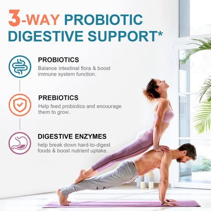 CANLIST Probiotics 120 Billion CFUs 18 Strains, 3 Prebiotics & Digestive Enzymes for Men Women,Digestive & Immune Support - Maple Wellness Supplements