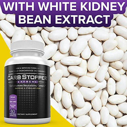 Carb Stopper Extreme (3 Bottles Maximum Strength, Natural Carbohydrate and Starch - Maple Wellness Supplements