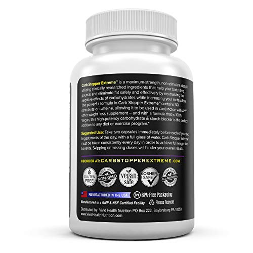Carb Stopper Extreme (3 Bottles Maximum Strength, Natural Carbohydrate and Starch - Maple Wellness Supplements