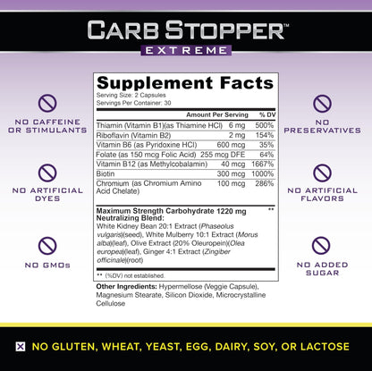 Carb Stopper Extreme (5 Bottles Maximum Strength, Natural Carbohydrate and Starch - Maple Wellness Supplements