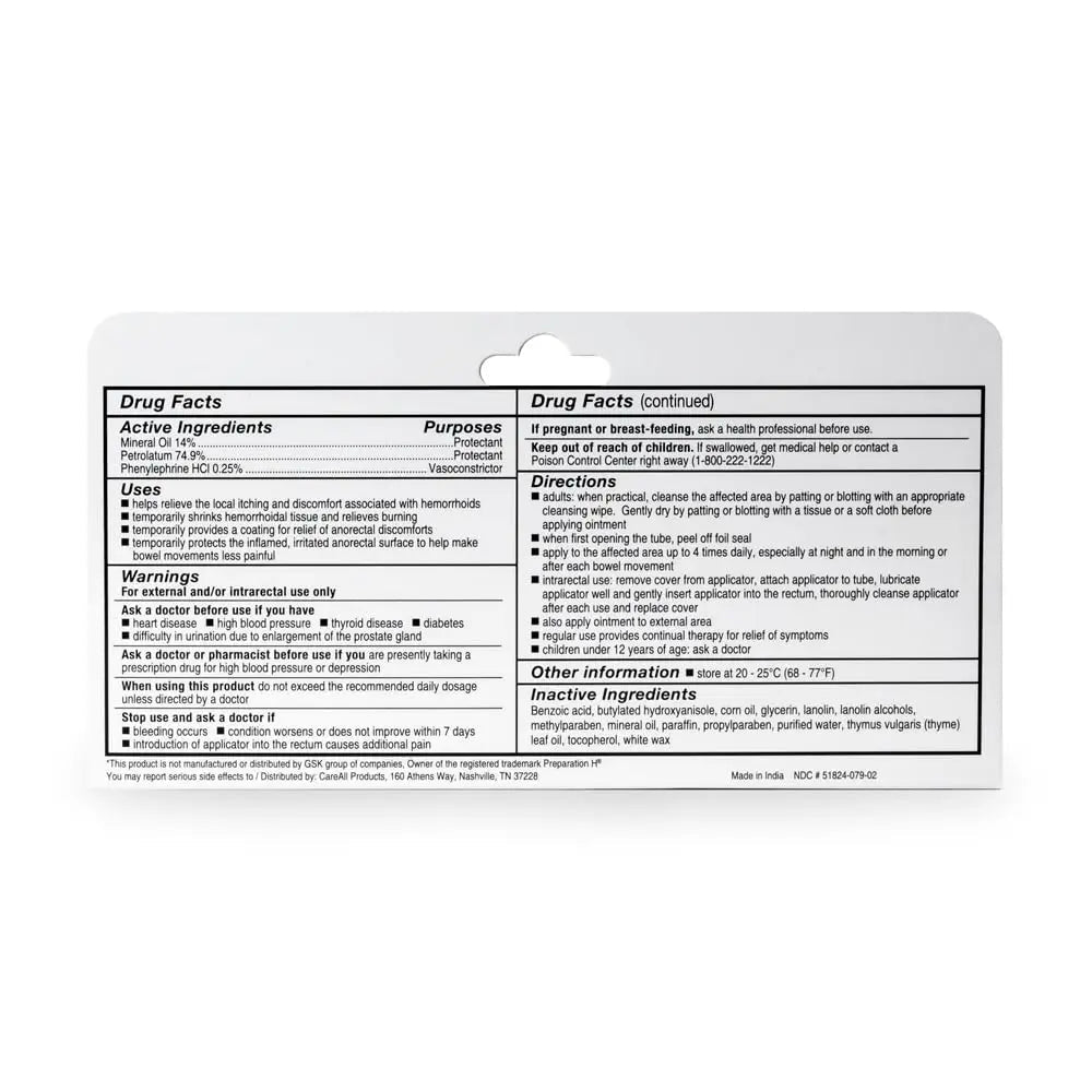 CareAll Hemorrhoidal Ointment 2.0 oz with Applicator. Helps Relieve Burning, Itching, and Discomfort Associated with Inflamed Hemorrhoidal Tissues. Dye, Phthalate, and Fragrance Free - Maple Wellness Supplements