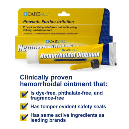 CareAll Hemorrhoidal Ointment 2.0 oz with Applicator. Helps Relieve Burning, Itching, and Discomfort Associated with Inflamed Hemorrhoidal Tissues. Dye, Phthalate, and Fragrance Free - Maple Wellness Supplements