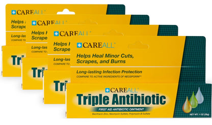 CareAll Triple Antibiotic Ointment 1.0 oz (4 Pack), First Aid Ointment for Minor Scrapes, Cuts, and Burns to Help Prevent Infection, Compare to The Active Ingredients of The Leading Brand - Maple Wellness Supplements