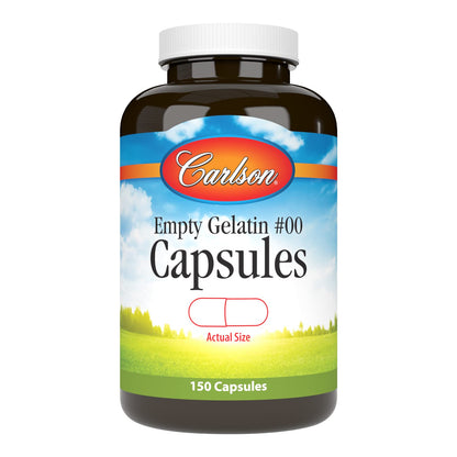 Carlson - Empty Gelatin 00 Capsules, Easy to Separate & Fill, 150 capsules - Maple Wellness Supplements