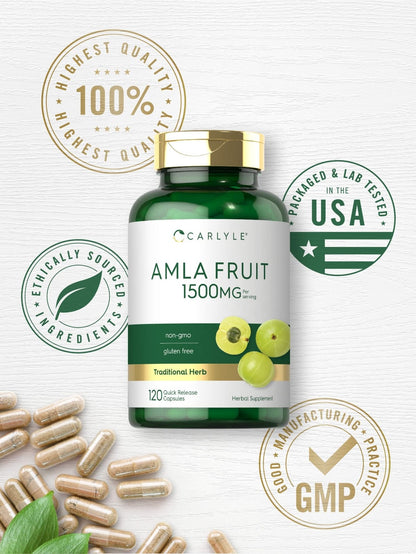 Carlyle Amla Capsules 1500mg | 120 Count | Amalaki Fruit | Herbal Extract Supplement | Non-GMO and Gluten Free - Maple Wellness Supplements