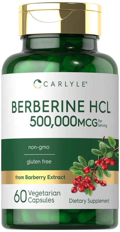 Carlyle Berberine HCL Supplement | 500,000mcg | 60 Capsules | Vegetarian, Non-GMO, Gluten Free - Maple Wellness Supplements