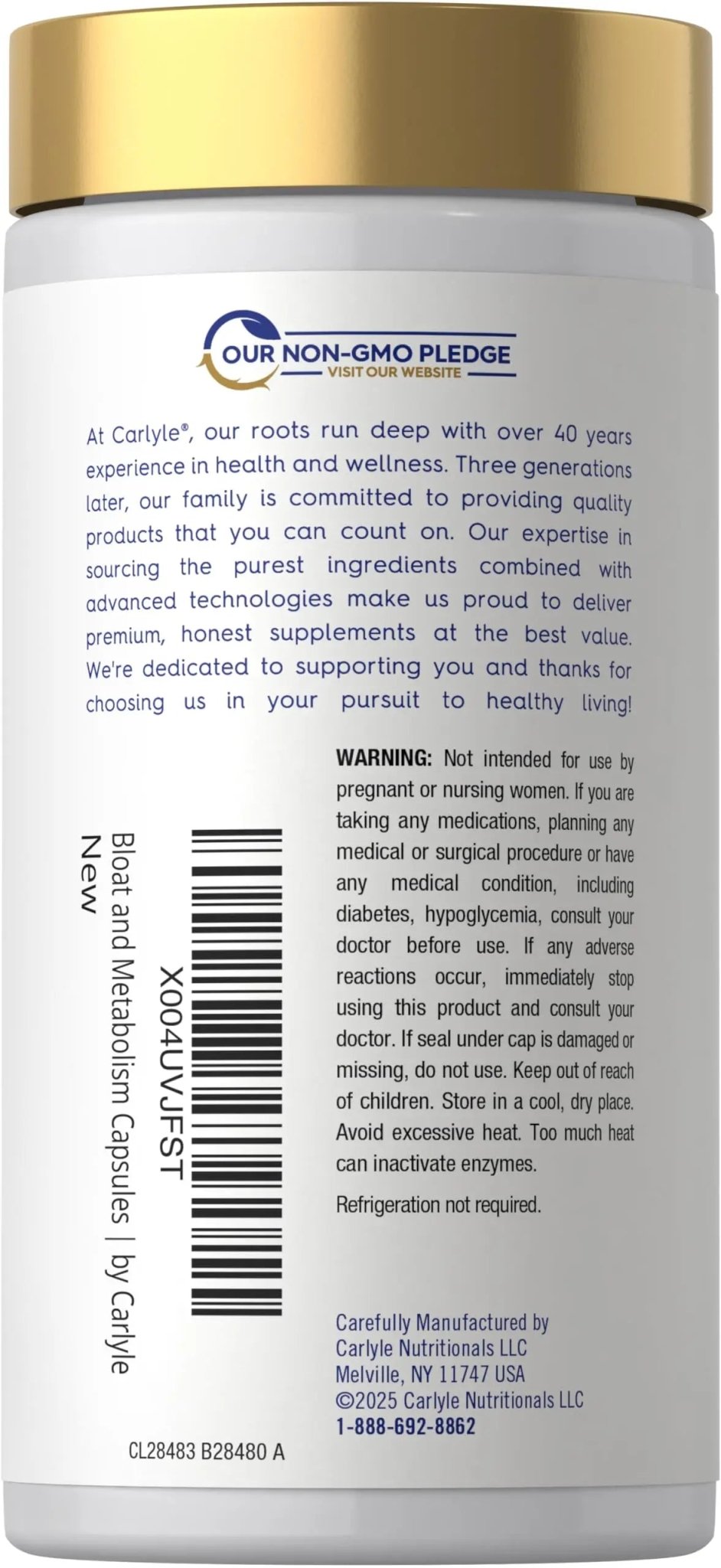 Carlyle Bloat and Metabolism Probiotic | 90 Capsules | Bloating Relief Formula | Sugar & Cellular Energy Support | for Women and Men | Vegan, Non-GMO, Gluten Free - Maple Wellness Supplements