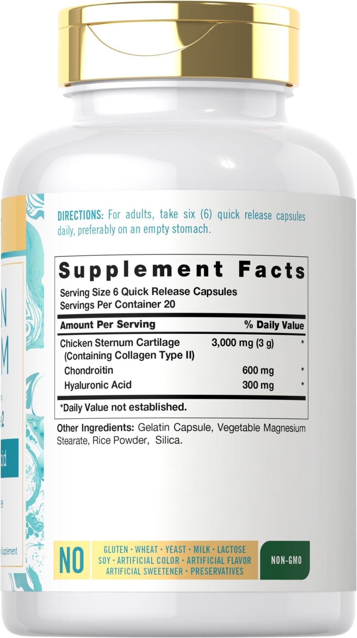 Carlyle Chicken Sternum Collagen Type 2 | 3000mg | 120 Capsules | Plus Hyaluronic Acid | Non-GMO, Gluten Free Supplement - Maple Wellness Supplements