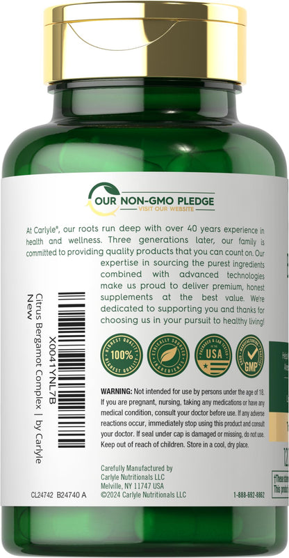 Carlyle Citrus Bergamot Supplement | Extract Complex | 120 Capsules | Non-GMO, Gluten Free - Maple Wellness Supplements
