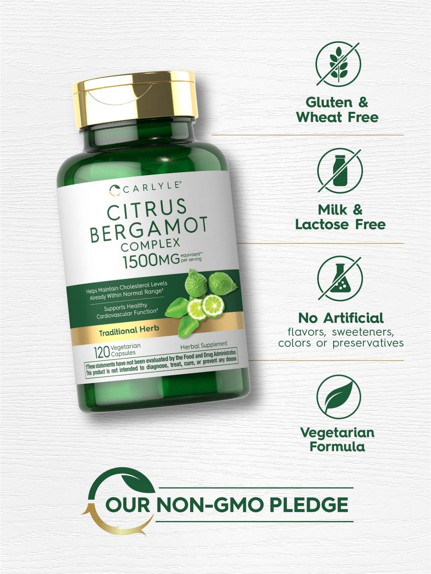 Carlyle Citrus Bergamot Supplement | Extract Complex | 120 Capsules | Non-GMO, Gluten Free - Maple Wellness Supplements