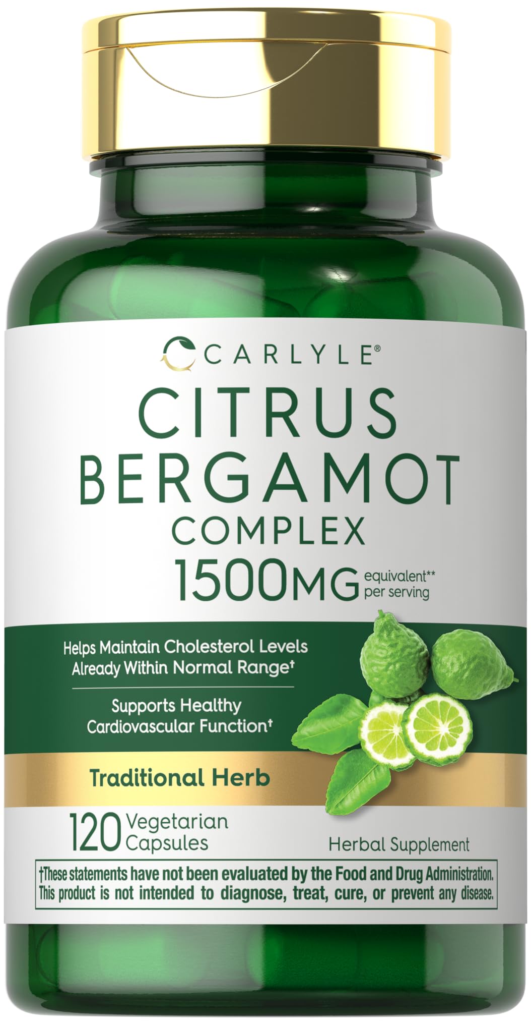 Carlyle Citrus Bergamot Supplement | Extract Complex | 120 Capsules | Non-GMO, Gluten Free - Maple Wellness Supplements