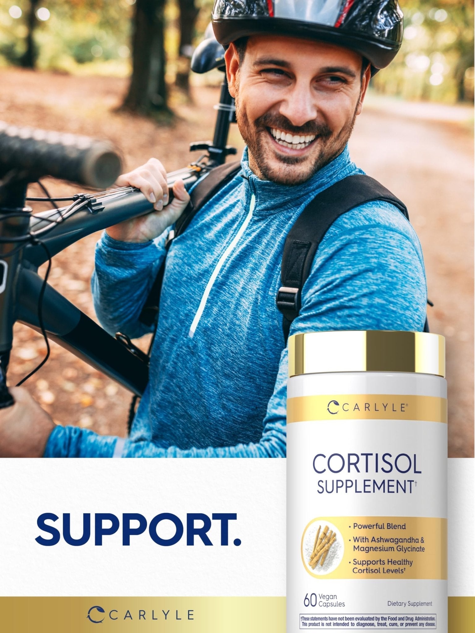 Carlyle Cortisol Supplement | 60 Vegan Capsules | Ashwagandha & Magnesium Complex | Non-GMO, Gluten Free - Maple Wellness Supplements