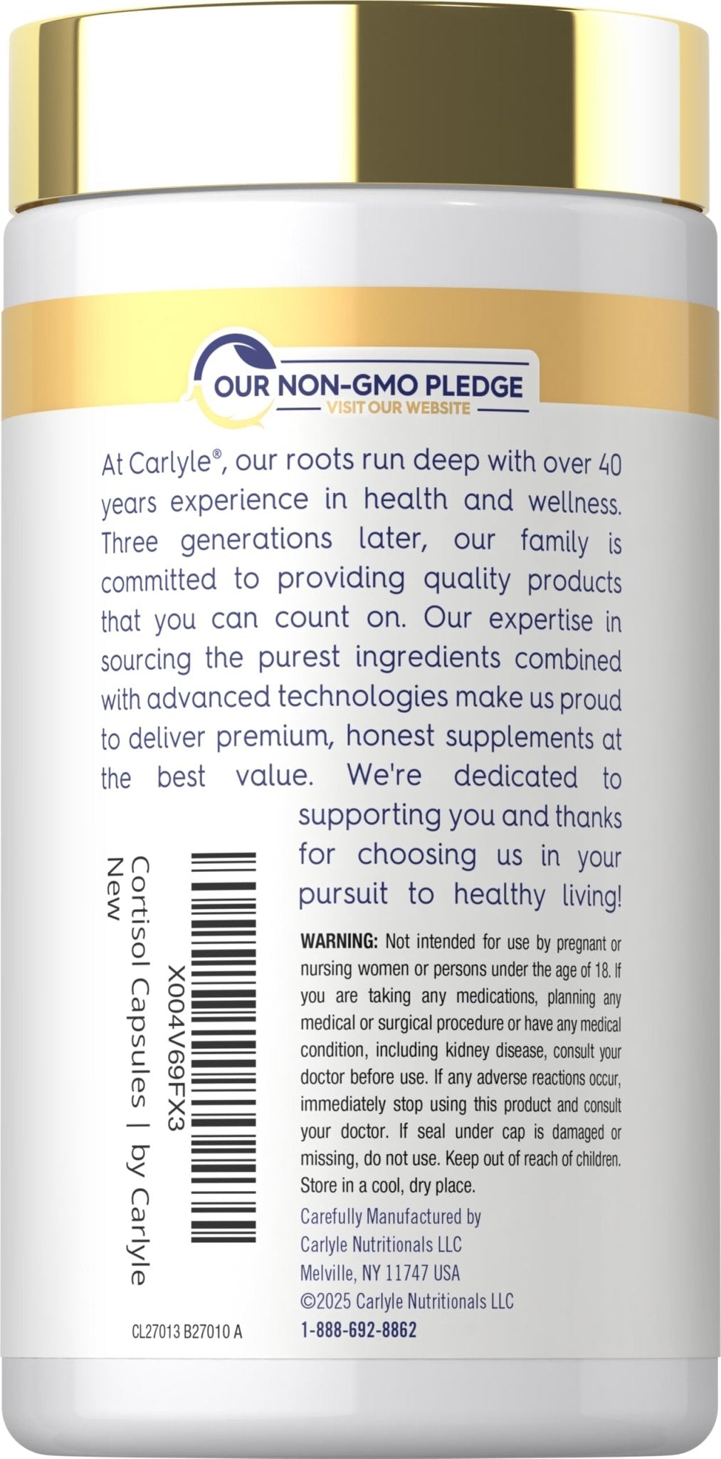 Carlyle Cortisol Supplement | 60 Vegan Capsules | Ashwagandha & Magnesium Complex | Non-GMO, Gluten Free - Maple Wellness Supplements