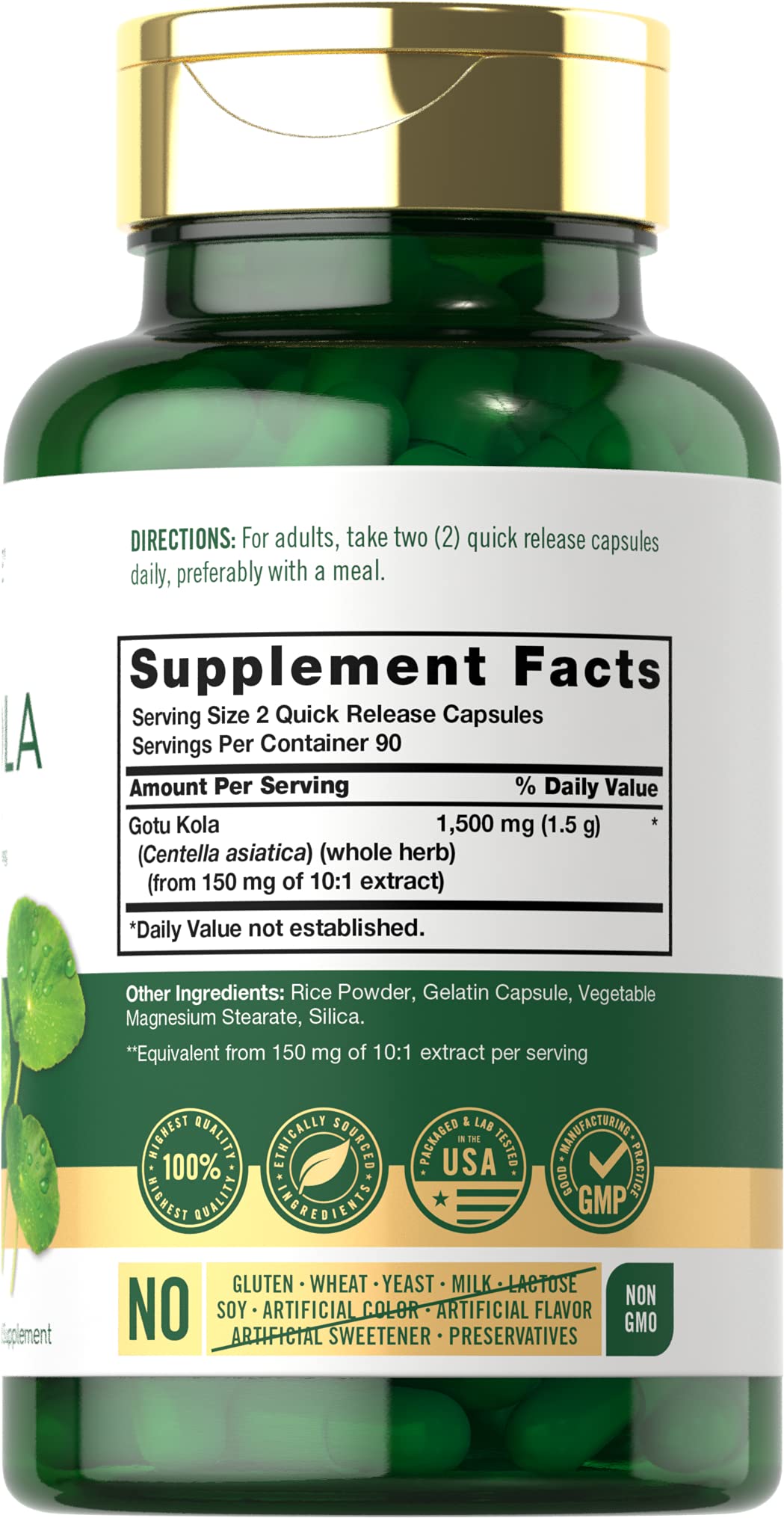 Carlyle Gotu Kola Capsules | 180 Count | Non-GMO, Gluten Free | Traditional Herb Extract - Maple Wellness Supplements