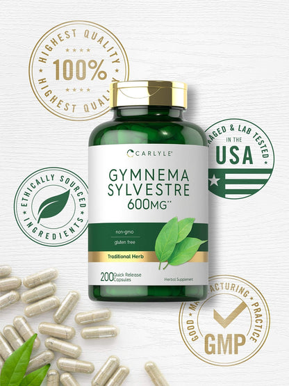 Carlyle Gymnema Sylvestre Capsules | 200 Count | Non-GMO and Gluten Free Supplement - Maple Wellness Supplements
