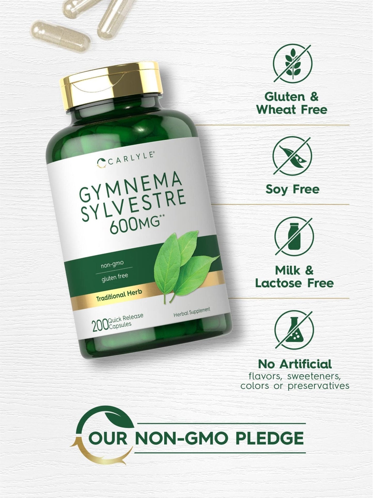 Carlyle Gymnema Sylvestre Capsules | 200 Count | Non-GMO and Gluten Free Supplement - Maple Wellness Supplements