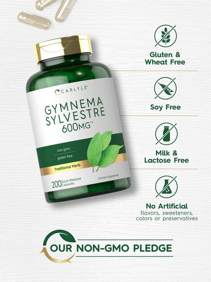 Carlyle Gymnema Sylvestre Capsules | 200 Count | Non-GMO and Gluten Free Supplement - Maple Wellness Supplements