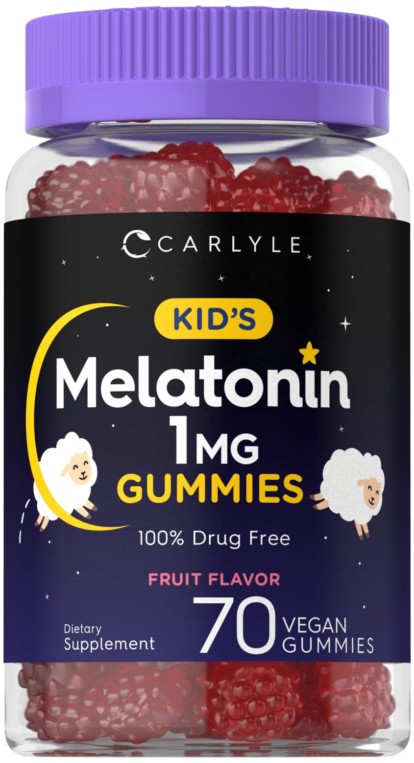 Carlyle Kids Melatonin Gummies | 1 mg 70 Count | Fruit Flavor Gummy | Vegan, Non-GMO, Gluten Free - Maple Wellness Supplements
