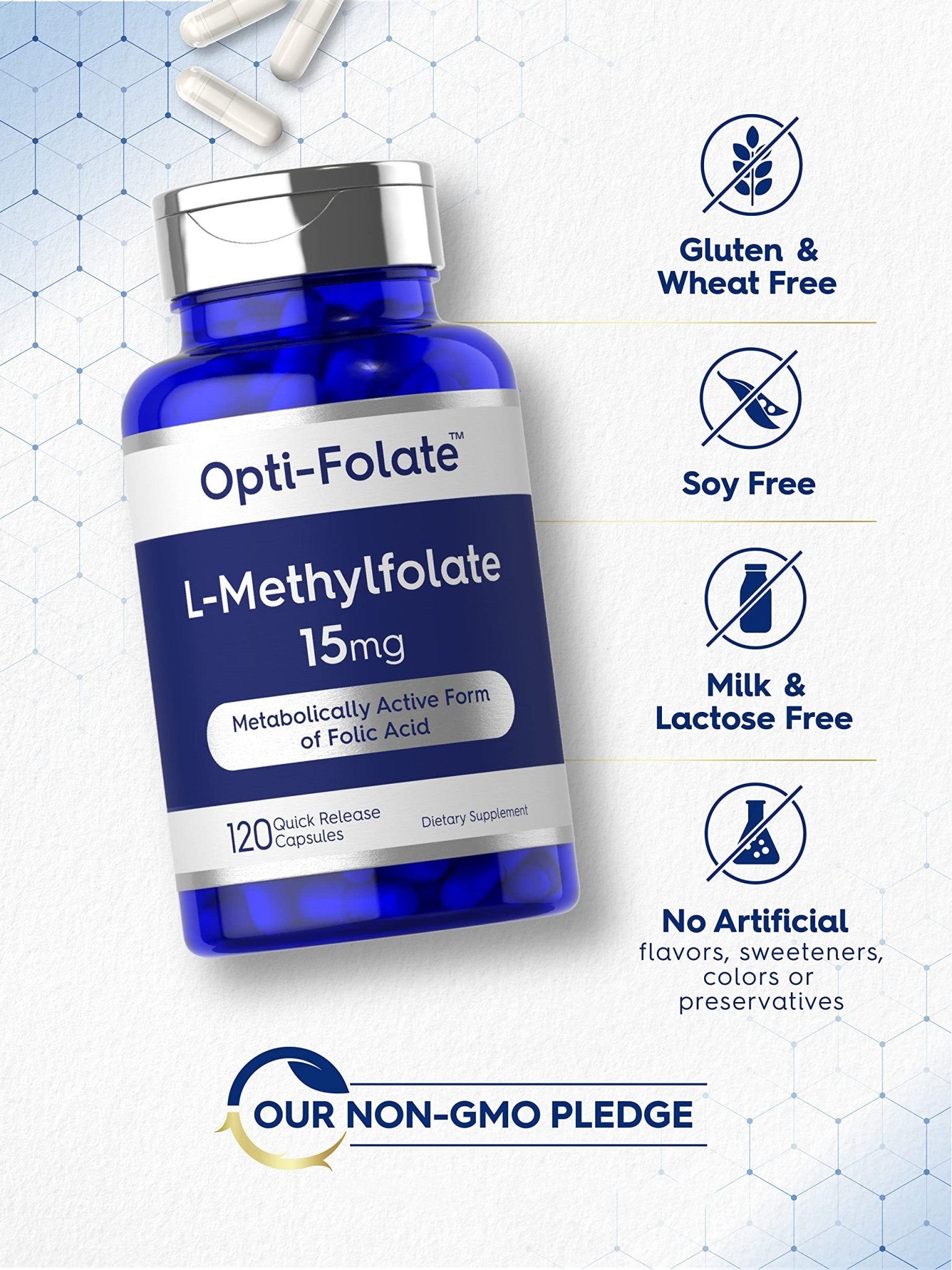 Carlyle L Methylfolate 15mg | 120 Capsules | Value Size | Max Potency | Optimized - Maple Wellness Supplements
