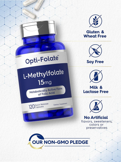 Carlyle L Methylfolate 15mg | 120 Capsules | Value Size | Max Potency | Optimized - Maple Wellness Supplements
