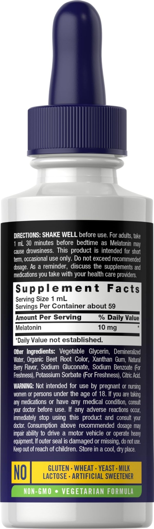 Carlyle Melatonin 10mg | 2 fl oz Liquid Drops | Berry Flavor | for Adults | Non-GMO, Vegetarian Supplement - Maple Wellness Supplements