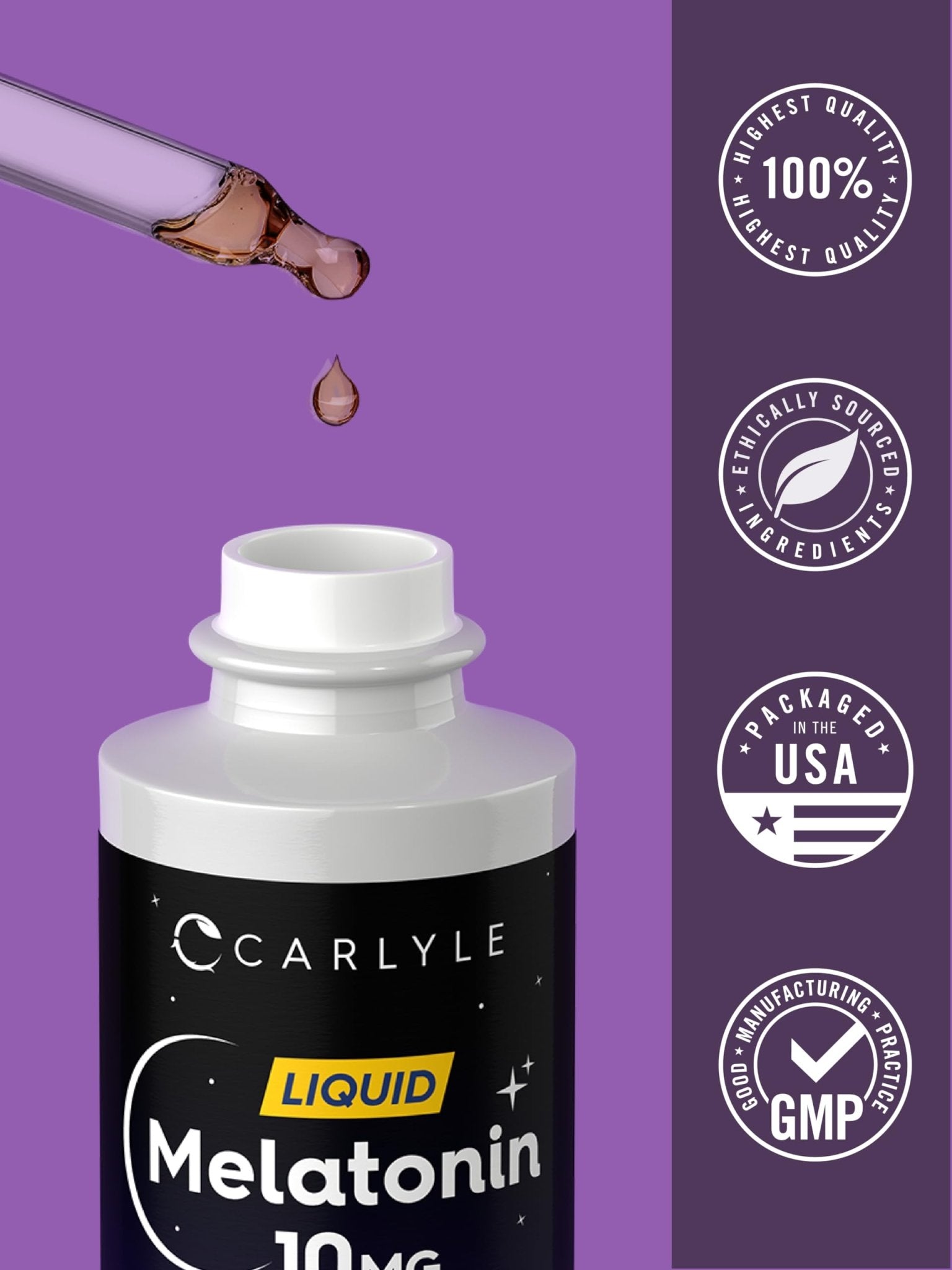 Carlyle Melatonin 10mg | 2 fl oz Liquid Drops | Berry Flavor | for Adults | Non-GMO, Vegetarian Supplement - Maple Wellness Supplements