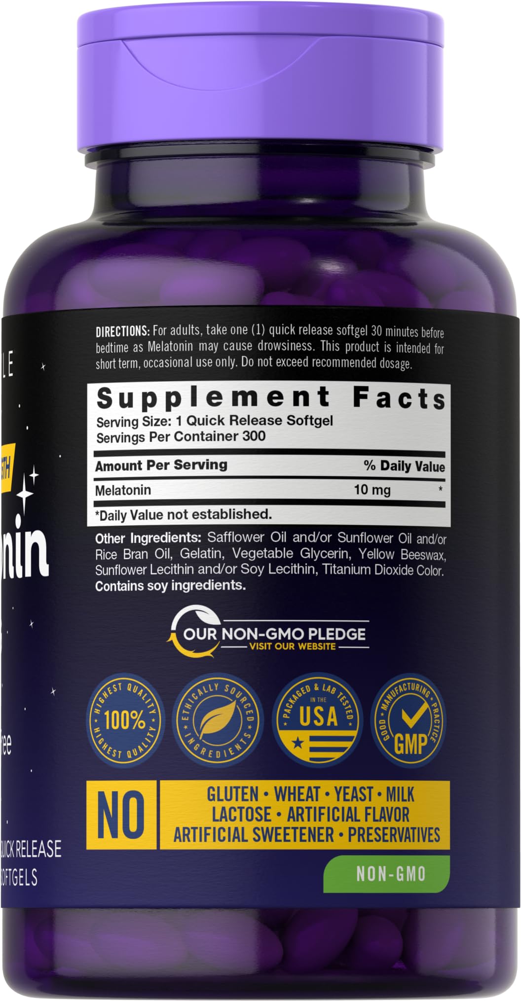 Carlyle Melatonin 10mg | 300 Softgels | Extra Strength Support for Adults | Non-GMO, Gluten Free Supplement - Maple Wellness Supplements