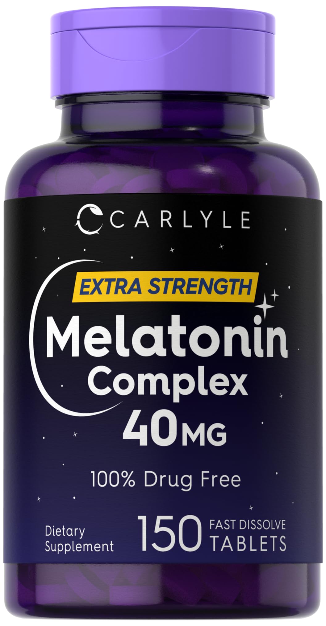 Carlyle Melatonin 40mg Complex | 150 Fast Dissolve Tablets | Extra Strength Support | with Ashwagandha and Chamomile | Vegetarian, Non-GMO, Gluten Free Supplement - Maple Wellness Supplements