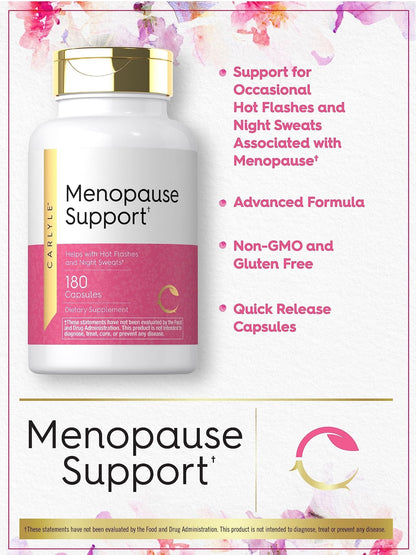 Carlyle Menopause Supplement for Women | 180 Capsules | Helps with Hot Flashes and Night Sweats | Non-GMO, Gluten Free Menopause Support - Maple Wellness Supplements