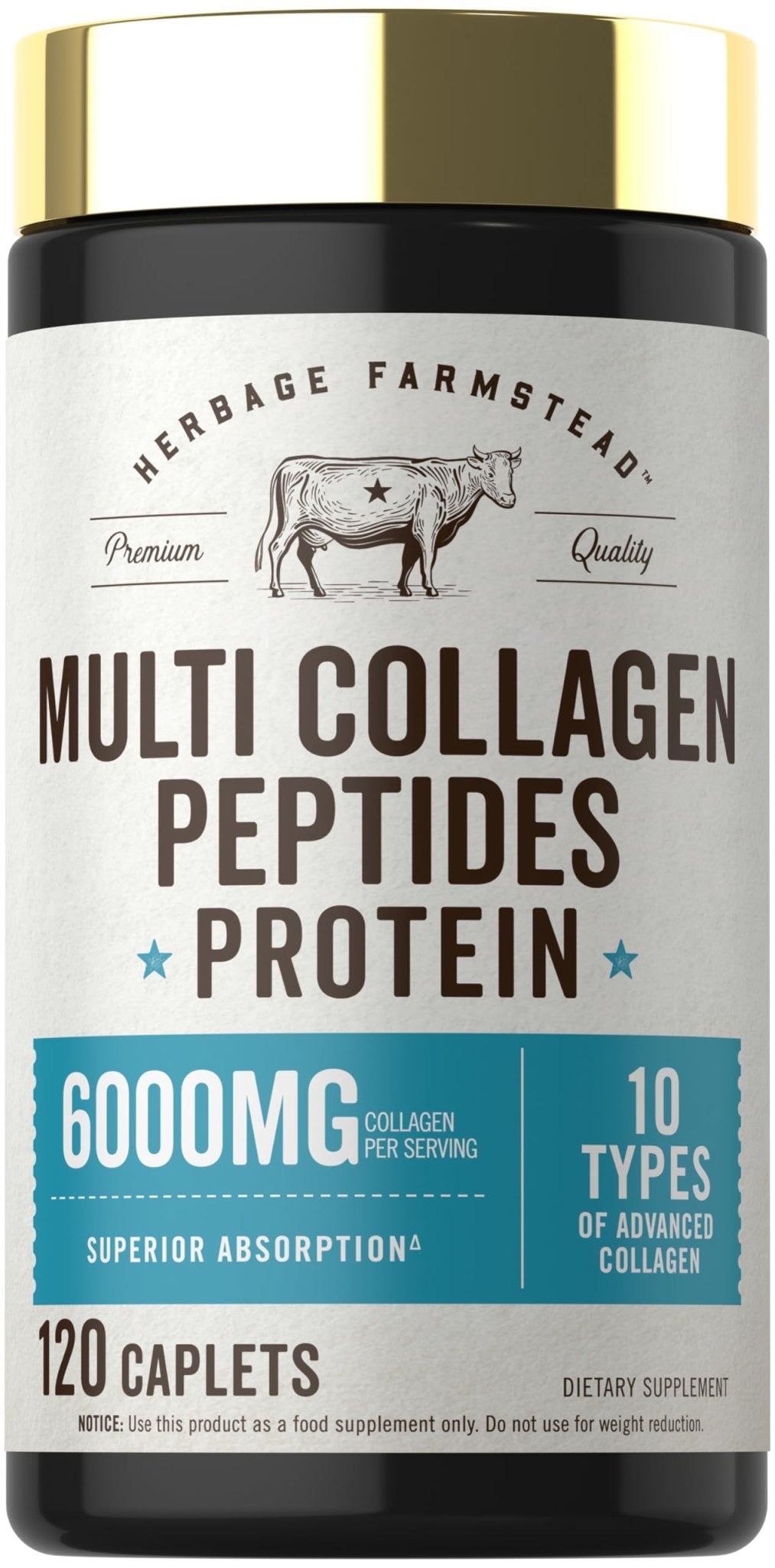 Carlyle Multi Collagen Peptides 6000mg | 120 Caplets | 10 Types of Advanced Collagen with Protein | Non-GMO, Gluten Free Supplement | by Herbage Farmstead - Maple Wellness Supplements