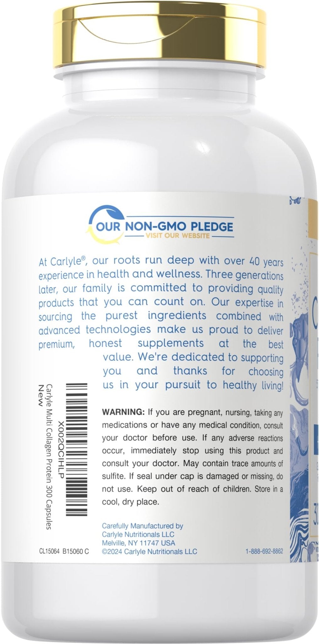 Carlyle Multi Collagen Protein Capsules 2000mg | 300 Count | Type I, II, III, V, X | Collagen Peptide Pills | Keto & Paleo Friendly - Maple Wellness Supplements
