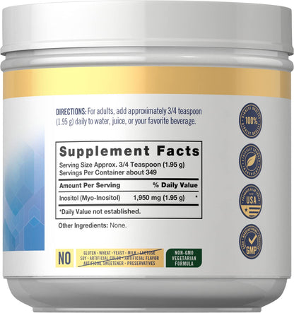 Carlyle Myo-Inositol Powder Supplement | 1.5 lbs | Naturally Occuring Compound - Maple Wellness Supplements