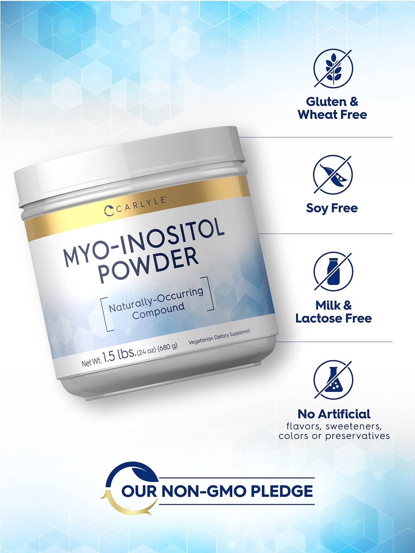 Carlyle Myo-Inositol Powder Supplement | 1.5 lbs | Naturally Occuring Compound - Maple Wellness Supplements