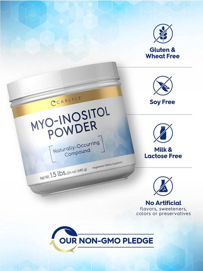 Carlyle Myo-Inositol Powder Supplement | 1.5 lbs | Naturally Occuring Compound - Maple Wellness Supplements
