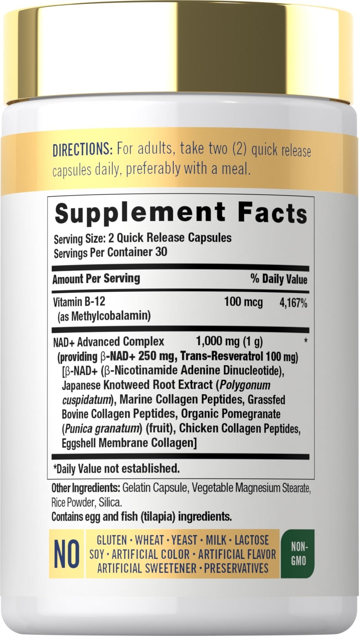 Carlyle NAD+ Supplement 1000 mg | 60 Capsules | with Resveratrol and Collagen | Advanced Complex for Women and Men | Non-GMO & Gluten Free - Maple Wellness Supplements