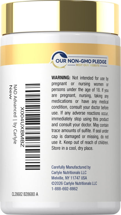 Carlyle NAD+ Supplement for Women & Men | 1000 mg | 60 Capsules | Advanced Complex with Resveratrol and Collagen | Non-GMO & Gluten Free - Maple Wellness Supplements