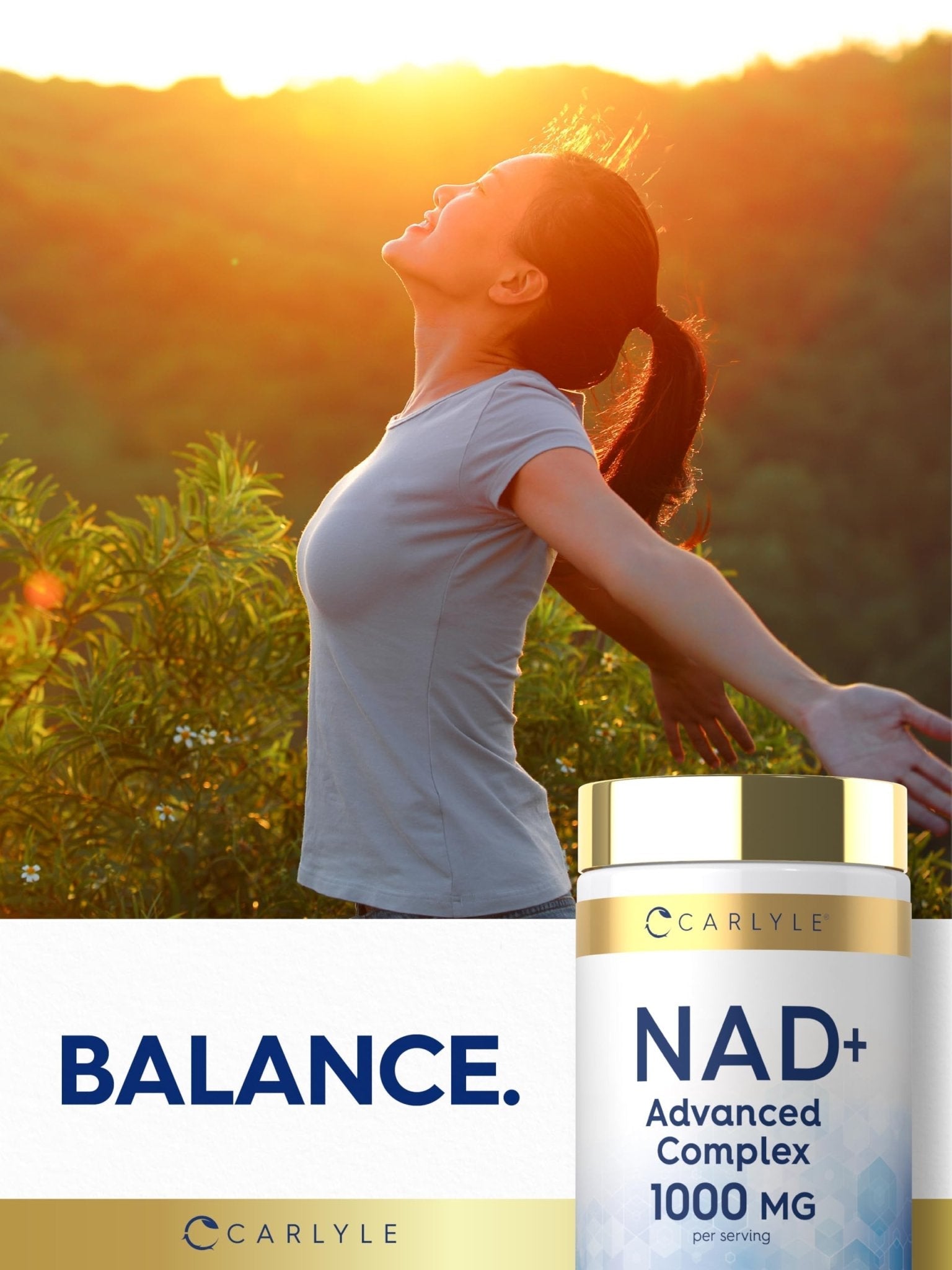 Carlyle NAD+ Supplement for Women & Men | 1000 mg | 60 Capsules | Advanced Complex with Resveratrol and Collagen | Non-GMO & Gluten Free - Maple Wellness Supplements