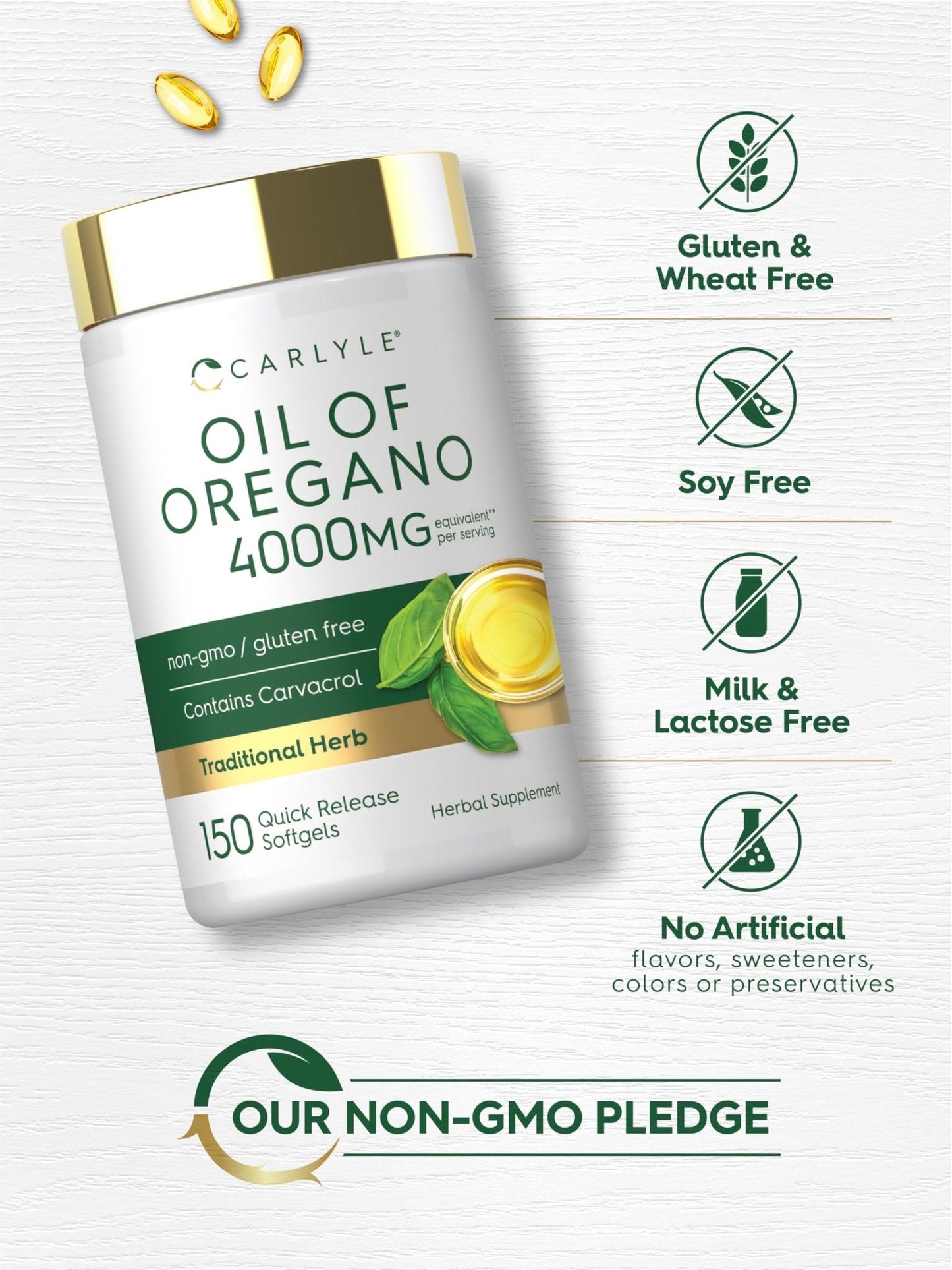 Carlyle Oregano Oil Supplement | 150 Softgel Capsules | Contains Carvacrol | Non-GMO & Gluten Free Formula - Maple Wellness Supplements