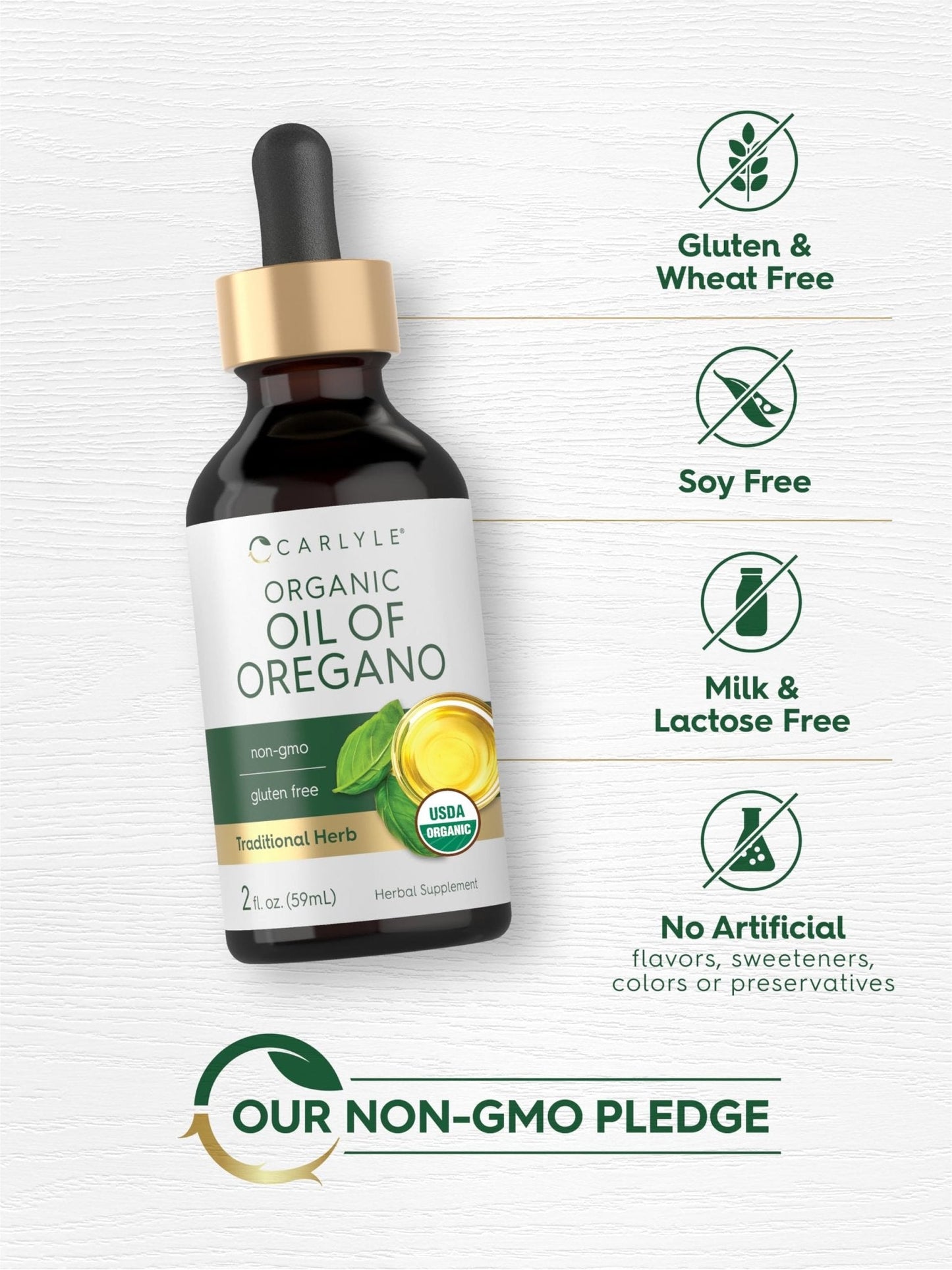 Carlyle Organic Oil of Oregano Liquid Drops - 2 fl oz - 1 Year Supply | Vegan Herbal Supplement | Non-GMO, Gluten Free - Maple Wellness Supplements