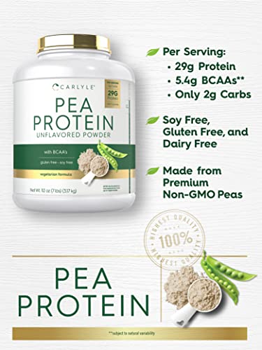 Carlyle Pea Protein Powder with BCAA'S 7lb | Unflavored | 29G Protein | Non-GMO, Gluten - Maple Wellness Supplements