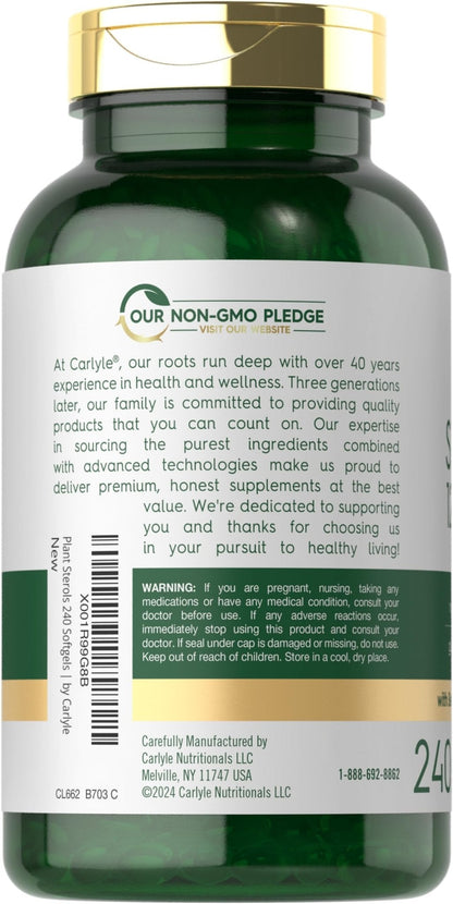 Carlyle Plant Sterols Supplement 1200 mg | 240 Softgels | with Beta Sitosterol | Non-GMO & Gluten Free - Maple Wellness Supplements