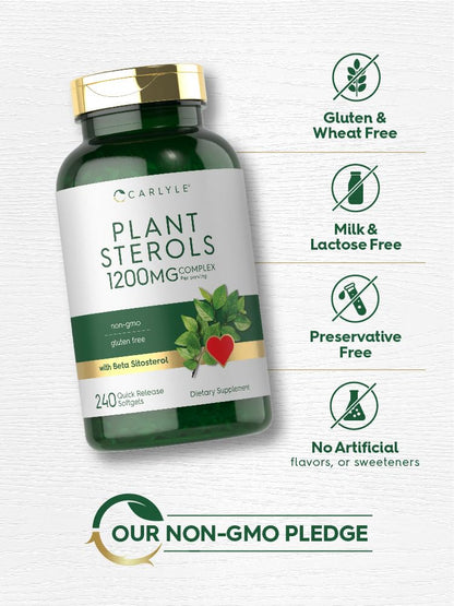 Carlyle Plant Sterols Supplement 1200 mg | 240 Softgels | with Beta Sitosterol | Non-GMO & Gluten Free - Maple Wellness Supplements