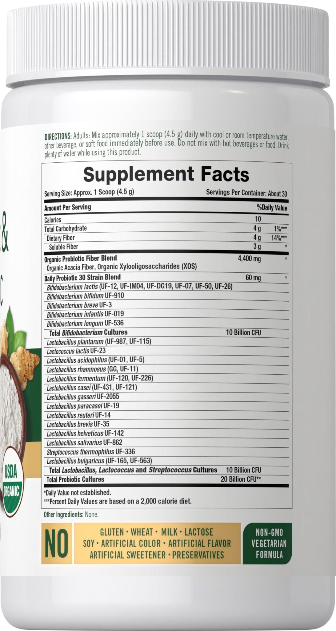 Carlyle Probiotic and Prebiotic Powder | 20 Billion CFU | 4.76 oz | Organic Fiber Blend | for Women and Men | Vegetarian, Non-GMO, - Maple Wellness Supplements
