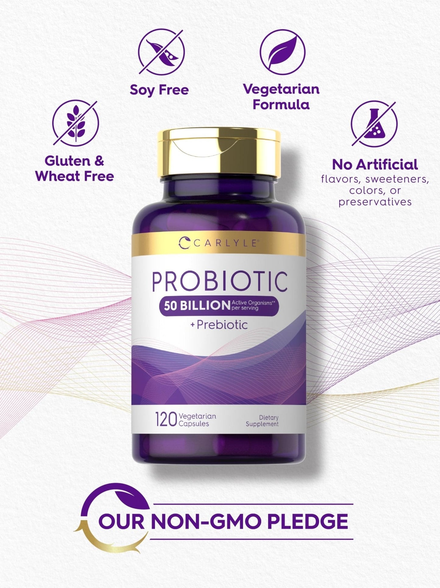 Carlyle Probiotics with Prebiotics | 120 Capsules | 50 Billion Active Organisms | Non-GMO & Gluten Free Supplement - Maple Wellness Supplements