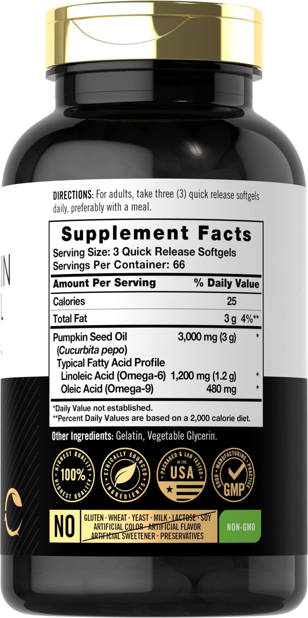 Carlyle Pumpkin Seed Oil Capsules | 3000mg | 200 Softgels | Essential Fatty Acids | Cold Pressed Dietary Supplement | Non-GMO and Gluten Free Formula - Maple Wellness Supplements