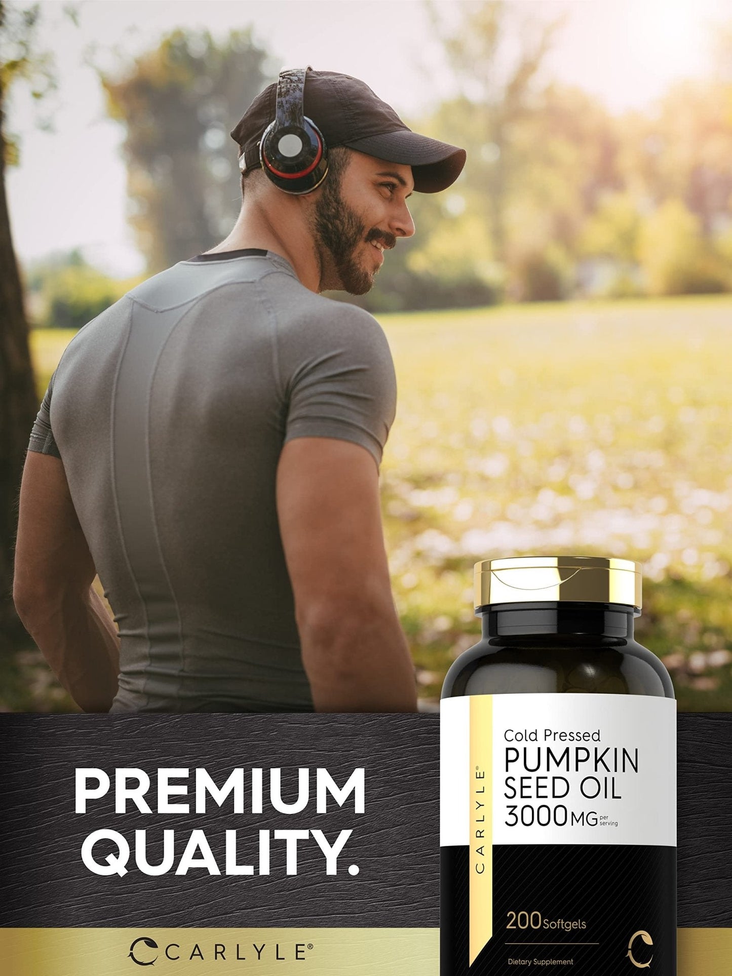 Carlyle Pumpkin Seed Oil Capsules | 3000mg | 200 Softgels | Essential Fatty Acids | Cold Pressed Dietary Supplement | Non-GMO and Gluten Free Formula - Maple Wellness Supplements