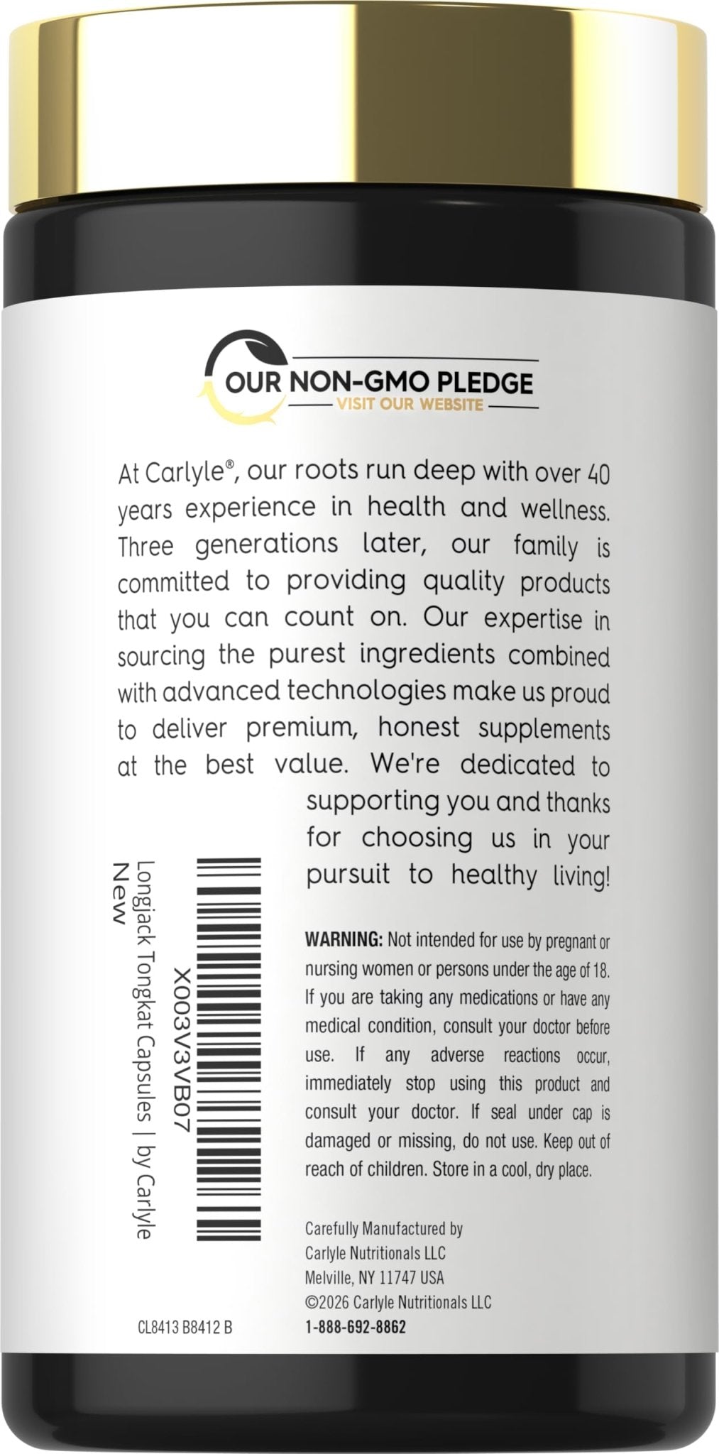 Carlyle Tongkat Ali | 180 Quick Release Capsules | Non-GMO and Gluten Free Supplement - Maple Wellness Supplements